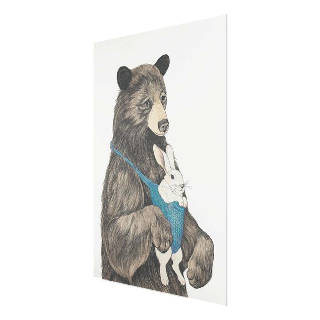 Wandbilder Modern Illustration Bär und Hase Baby