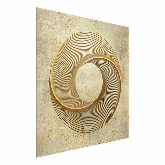 Wandbilder Modern Line Art Kreisspirale Gold
