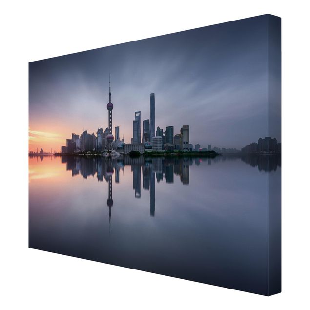 Wandbilder Blau Shanghai Skyline Morgenstimmung