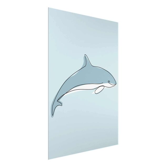 Glasbilder Tiere Delfin Line Art