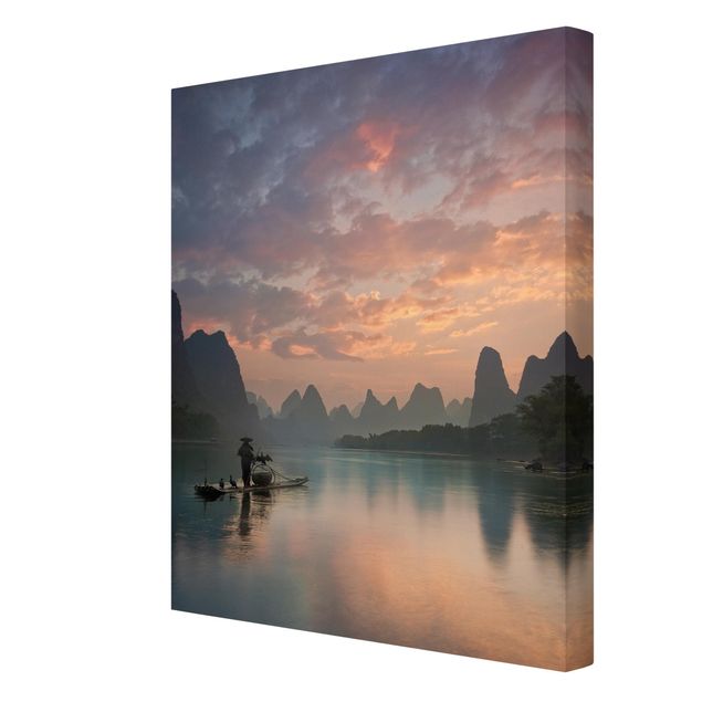 Natur Leinwand Sonnenaufgang über chinesischem Fluss