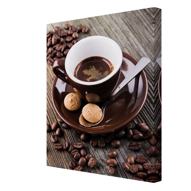 Wandbilder Braun Kaffeetasse mit Kaffeebohnen