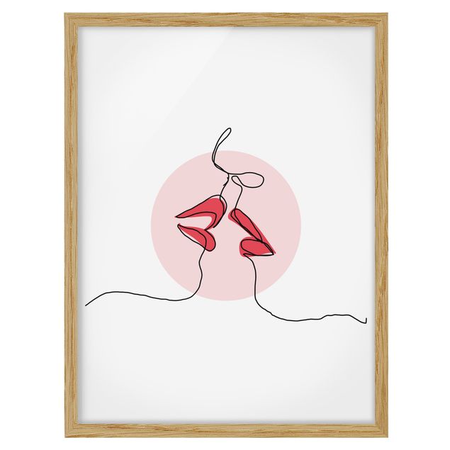 Wandbilder Liebe Lippen Kuss Line Art