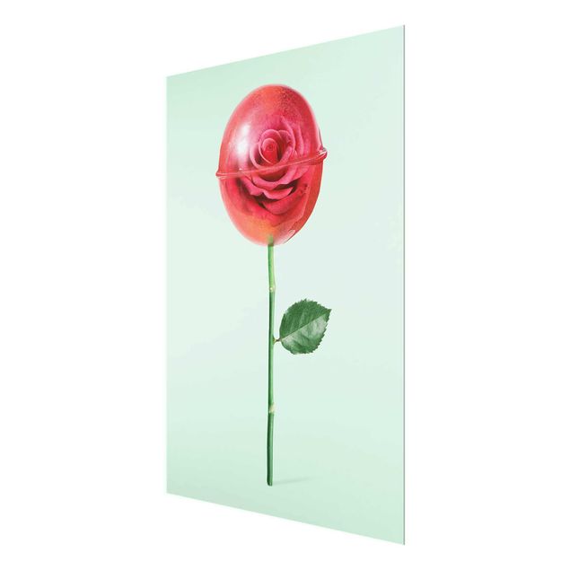 Wandbilder Grün Rose mit Lollipop
