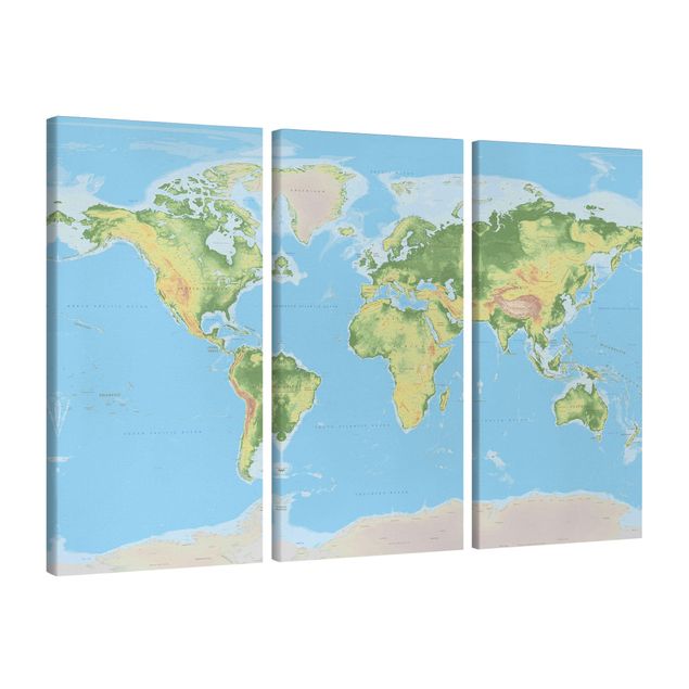 Leinwandbild Weltkarte Physische Weltkarte