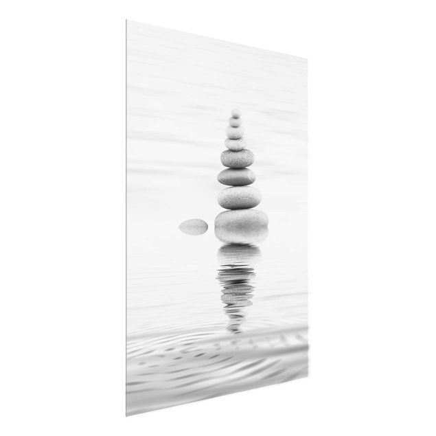 Wandbilder Modern Steinturm im Wasser Schwarz-Weiß