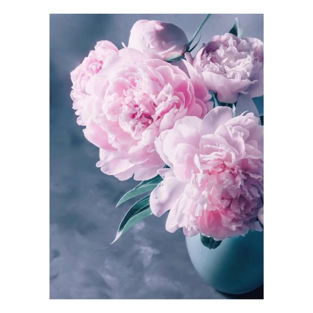 Wandbilder Floral Vase mit Rosa Pfingstrosen Shabby