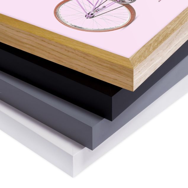 Kunstdrucke mit Rahmen Flamingo mit Fahrrad