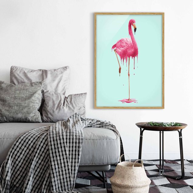 Gerahmte Bilder Tiere Schmelzender Flamingo