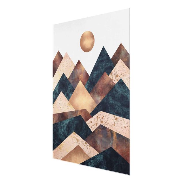 Wandbilder Kunstdrucke Geometrische Berge Bronze