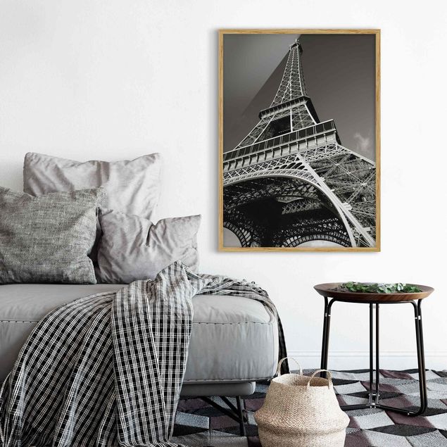 gerahmte Bilder schwarz-weiß Eiffelturm
