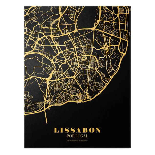 Bilder Stadtplan Lissabon - Klassik Schwarz