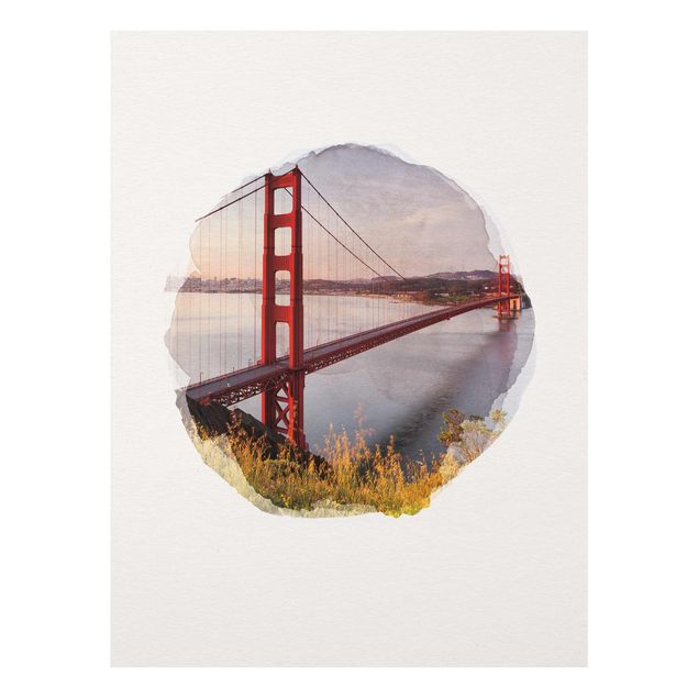 Wandbilder Modern Wasserfarben - Golden Gate Bridge in San Francisco