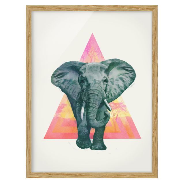 Wandbilder Kunstdrucke Illustration Elefant vor Dreieck Malerei