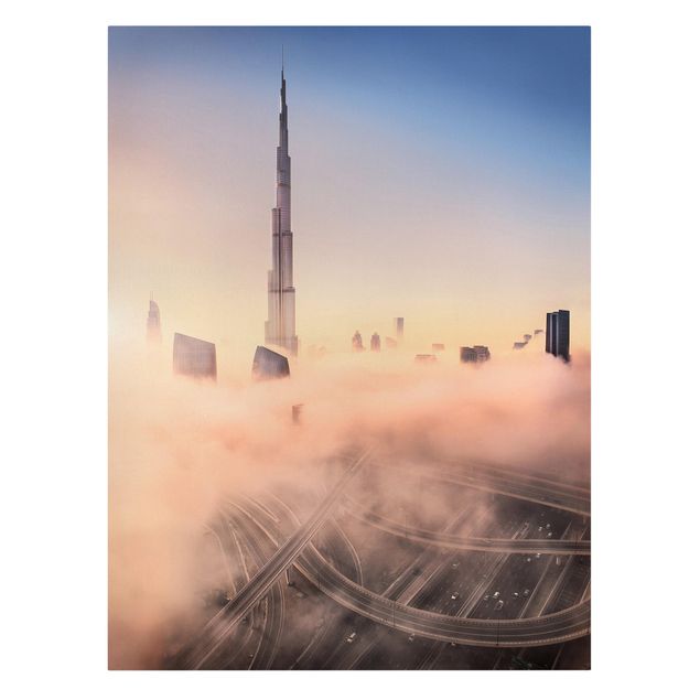 Skyline Leinwandbild Himmlische Skyline von Dubai
