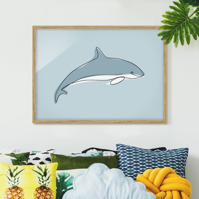 Babyzimmer Deko Delfin Line Art