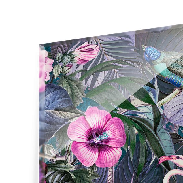 Andrea Haase Bilder Bunte Collage - Pinke Flamingos im Dschungel