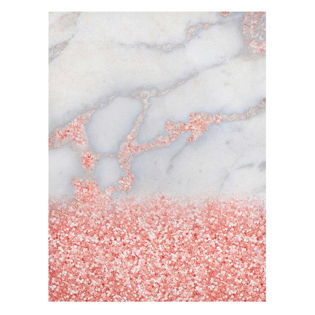 Leinwandbild abstrkt Marmoroptik mit Rosa Konfetti