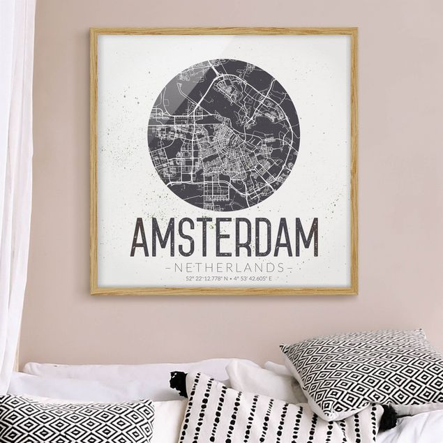 Wanddeko Küche Stadtplan Amsterdam - Retro