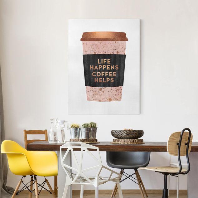 Wandbilder Kaffee Life Happens Coffee Helps Gold