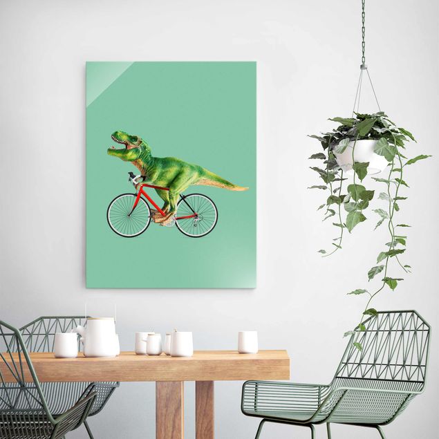 Küche Dekoration Dinosaurier mit Fahrrad