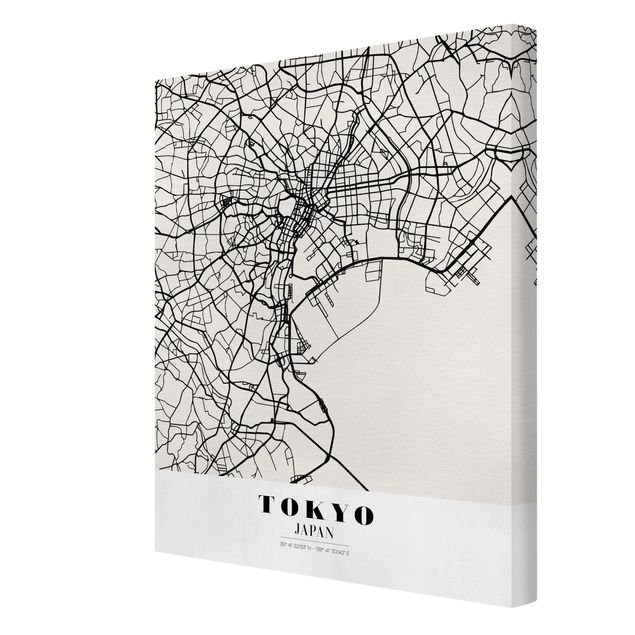Leinwandbild Weltkarte Stadtplan Tokyo - Klassik