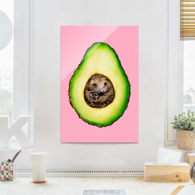Glasbilder Avocado mit Igel