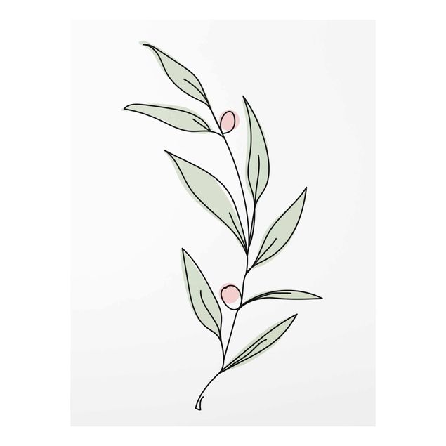 Wandbilder Blumen Zweig mit Beeren Line Art
