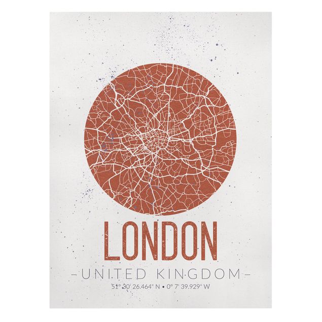Leinwandbilder Sprüche Stadtplan London - Retro