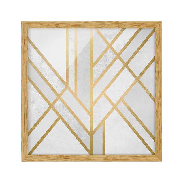 Wandbilder Muster Art Deco Geometrie Weiß Gold