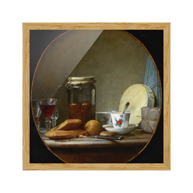 Gerahmte Bilder Landschaften Jean-Baptiste Siméon Chardin - Glas mit Aprikosen
