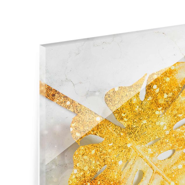 Glasbilder Gold - Monstera Aurum