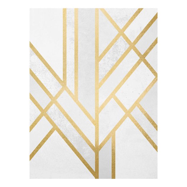 Wandbilder Muster Art Deco Geometrie Weiß Gold