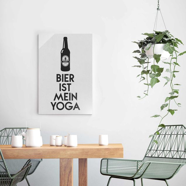 schwarz weiß Glasbilder Bier Ist Mein Yoga