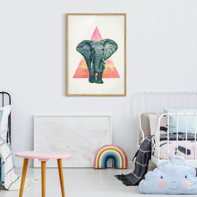 Wandbilder Elefanten Illustration Elefant vor Dreieck Malerei