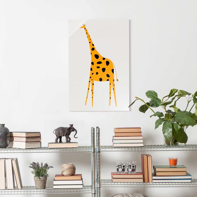 Glasbilder Tiere Gelbe Giraffe