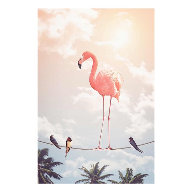 Wandbilder Floral Himmel mit Flamingo