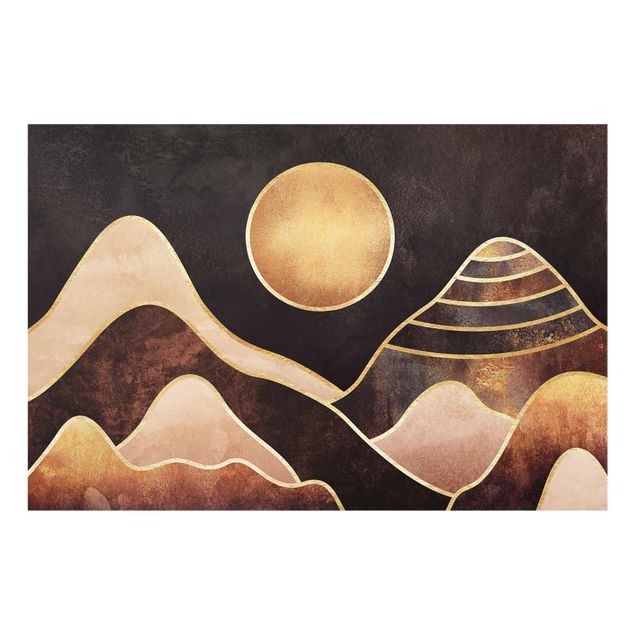 Wandbilder Landschaften Goldene Sonne abstrakte Berge
