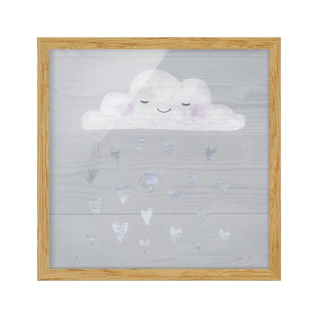 Wandbilder Grau Wolke mit silbernen Herzen