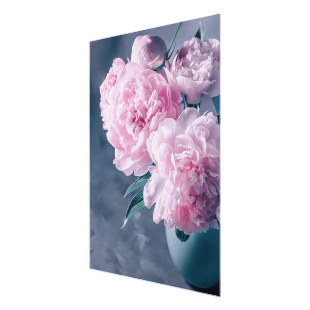 Wandbilder Blumen Vase mit Rosa Pfingstrosen Shabby