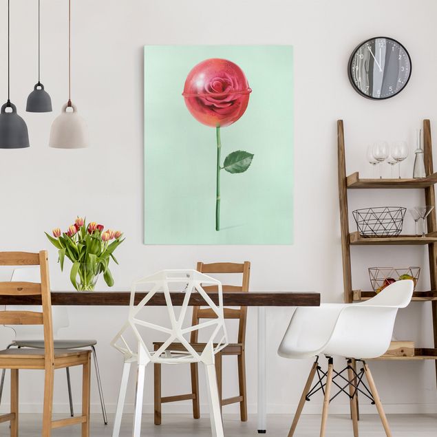 Rosen Bilder auf Leinwand Rose mit Lollipop