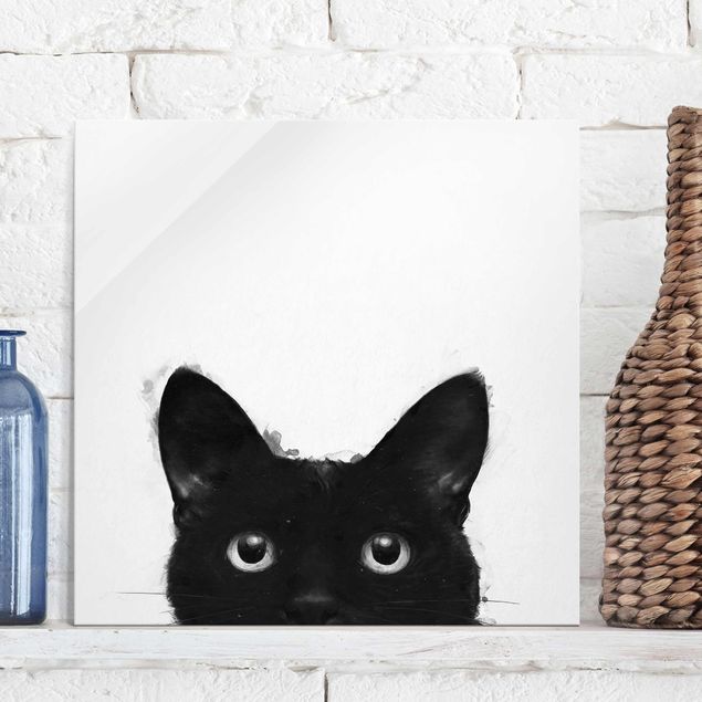 Laura Graves Art Bilder Illustration Schwarze Katze auf Weiß Malerei