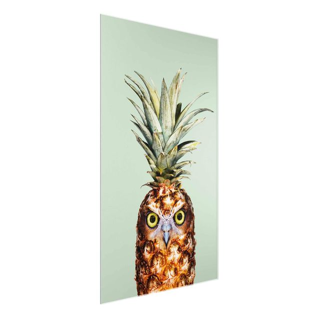Glasbilder Tiere Ananas mit Eule