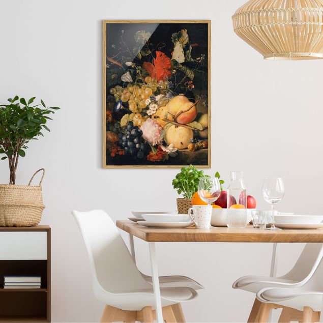 Wandbilder Kunstdrucke Jan van Huysum - Früchte Blumen und Insekten