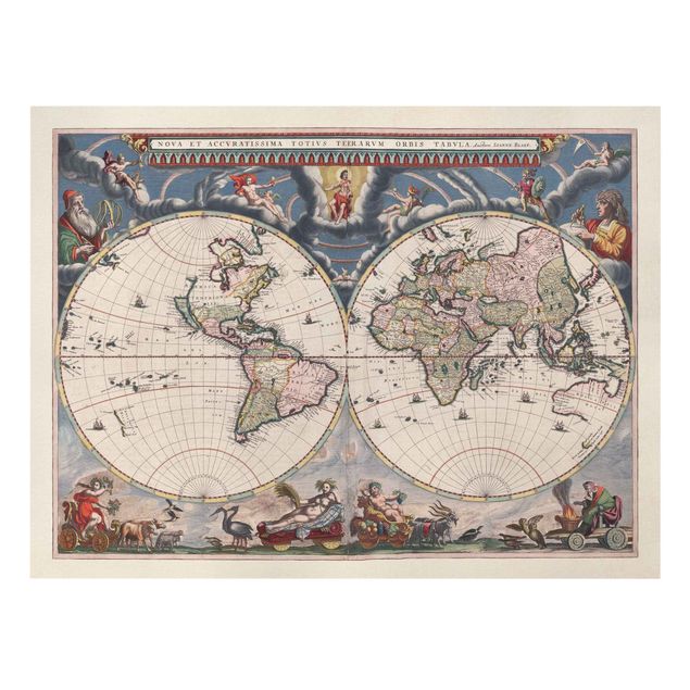 Wandbilder Historische Weltkarte Nova et Accuratissima von 1664
