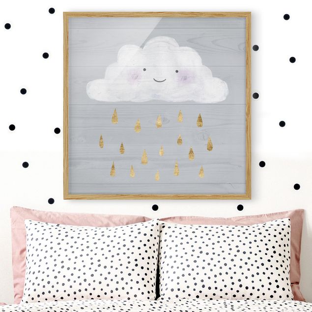 Wandbilder Liebe Wolke mit goldenen Regentropfen