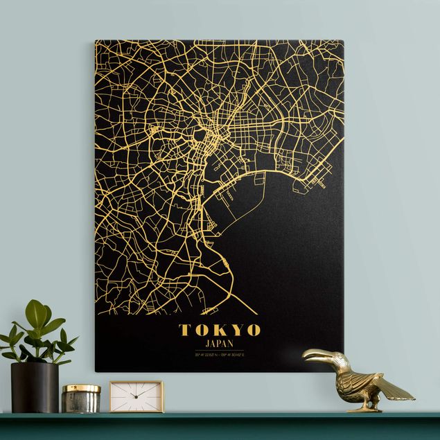 Wandbilder Tokyo Stadtplan Tokyo - Klassik Schwarz