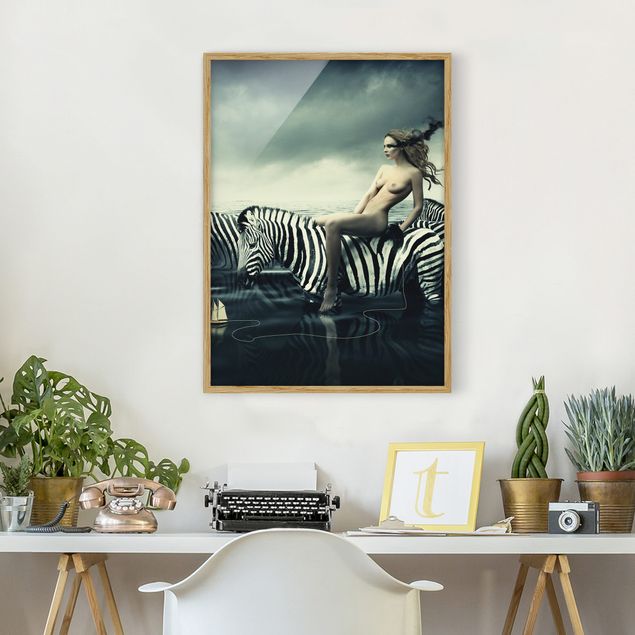 Wandbilder Zebras Frauenakt mit Zebras