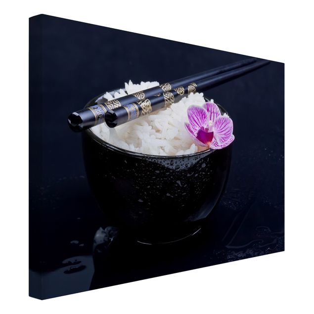 Kunstdrucke auf Leinwand Reisschale mit Orchidee