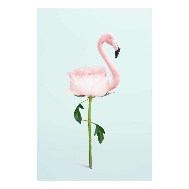 Wandbilder Floral Flamingo mit Rose